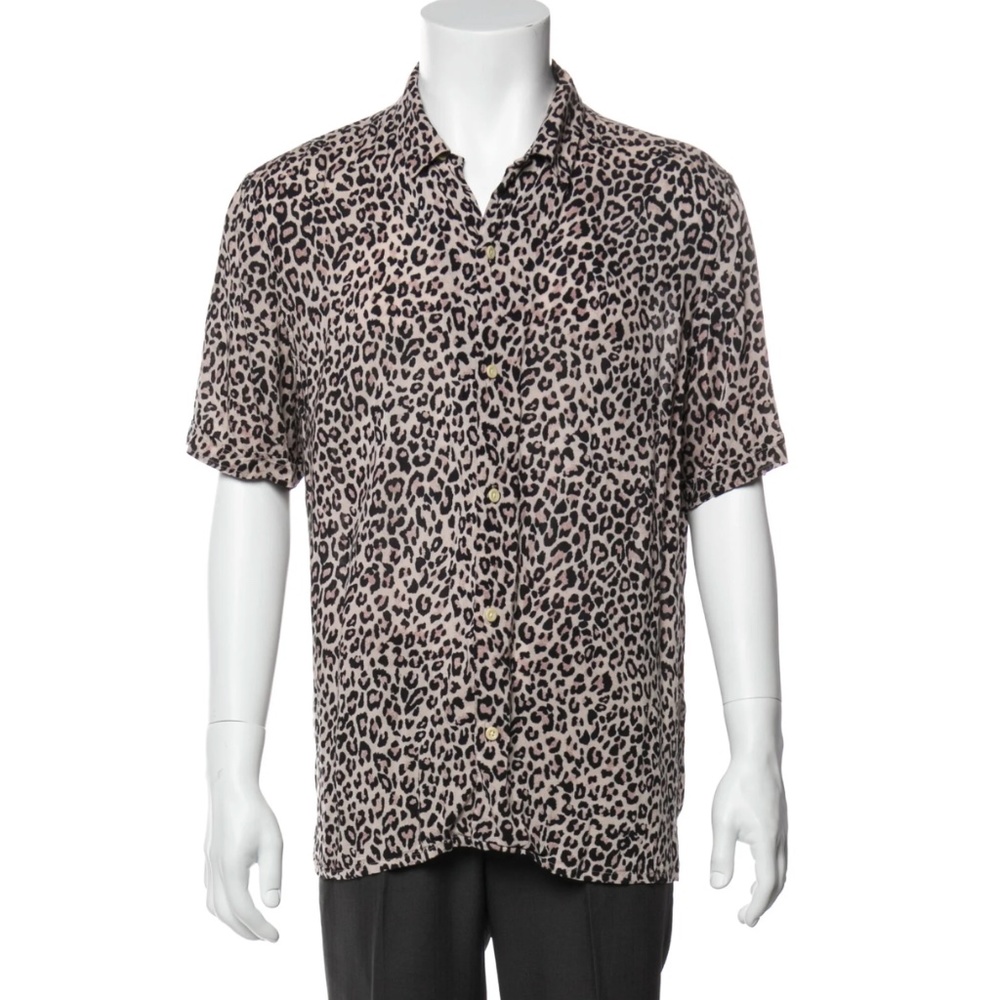 AllSaints Animal Print Short Sleeve Button Up Shirt